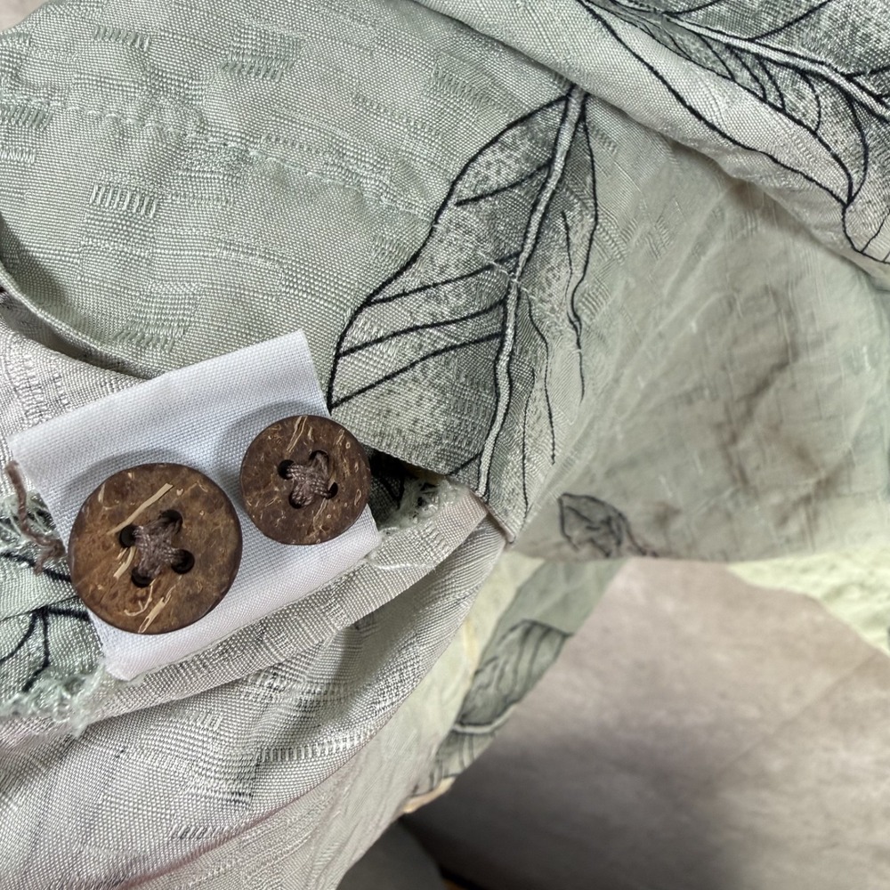 Tommy Bahama Camp Shirt Mens XL Green Silk Button Up Hawaiian Tropical Floral - Picture 5 of 7